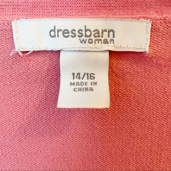 Dress Barn Pink V-neck 3/4 Sleeve Cardigan - Size 14/16 - Picture 5 of 5